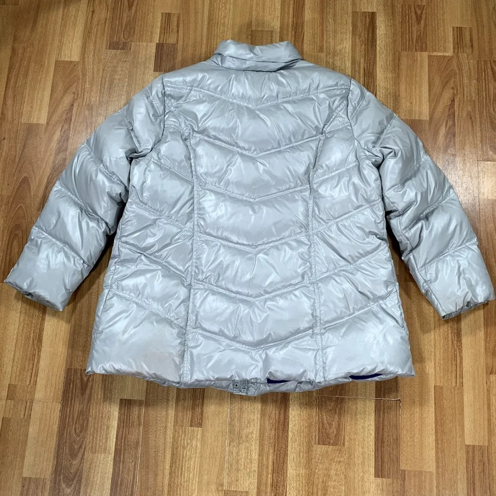 Tommy Hilfiger Jacket Mens XXL Silver Puffer Full Zip Casual Outdoor Hiking Coat